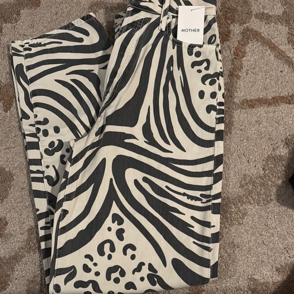 Mother Zebra Print Jeans